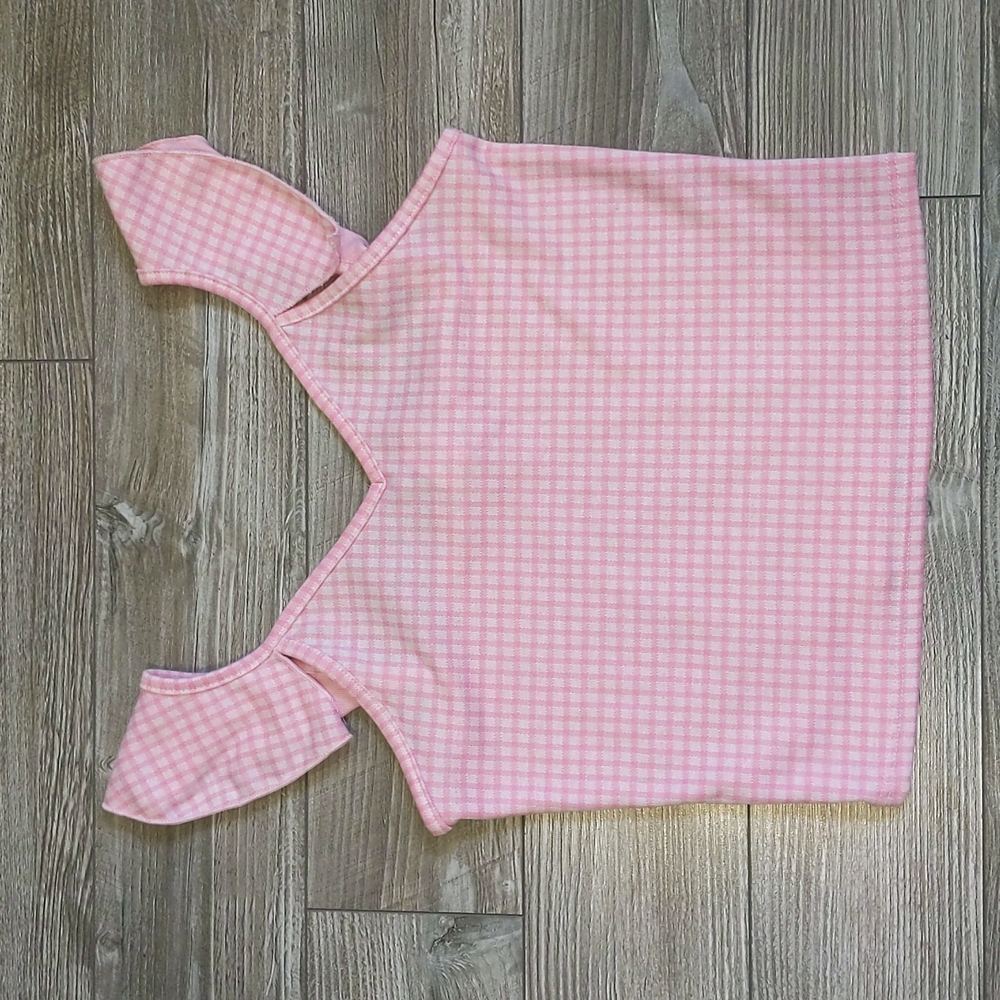 5/$25 Caution to the Wind Girls Pink Gingham Flutter Sleeve Top